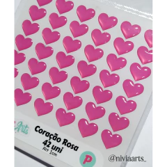 Apliques Resinados Coração 5 Rosa