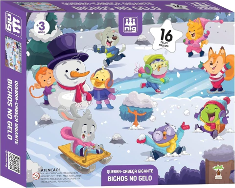 Quebra Cabeça Gigante Madeira Bichos no Gelo 16 Peças - Nig Brinquedos