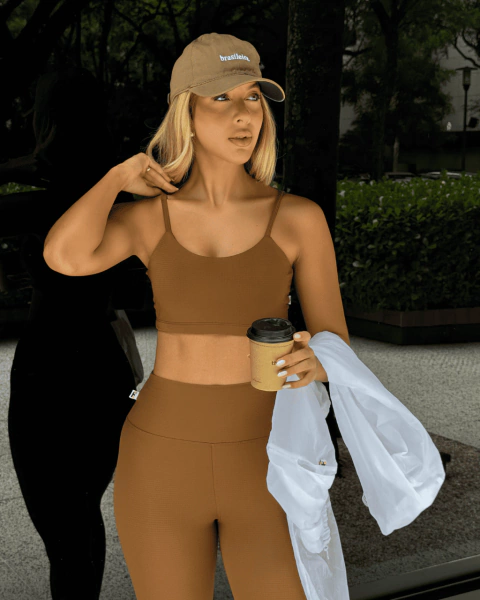 TOP LEV TEXTURA MARROM - comprar online