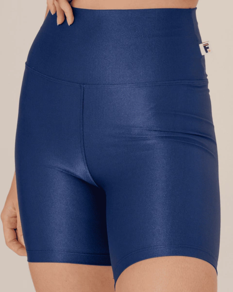 SHORT FITNESS CANELADO AZUL MARINHO