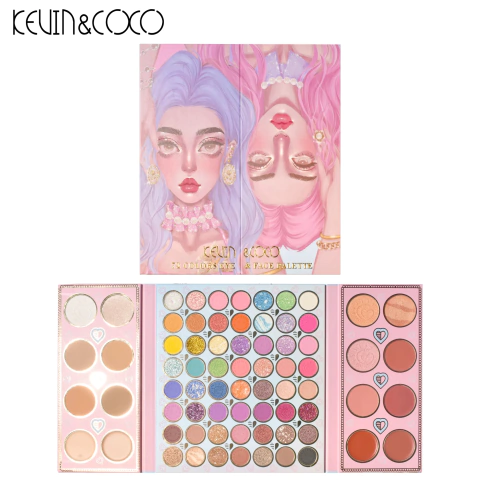Kit Maquiagem com Sombras, Blush, Iluminador e Contorno - kevin & coco