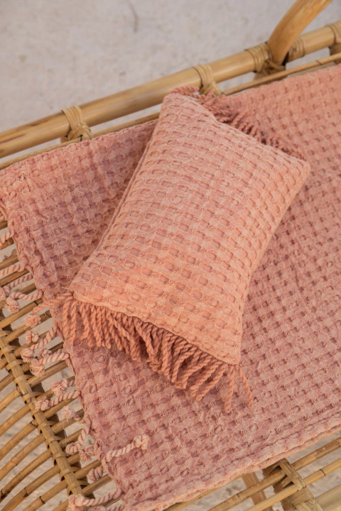 Set toallón de playa y almohada Ola rosa