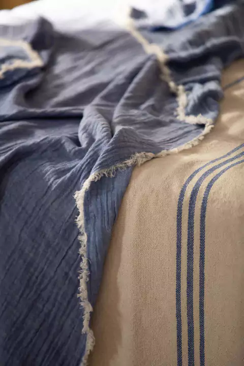 Pie de cama gasa doble Layer azul - comprar online