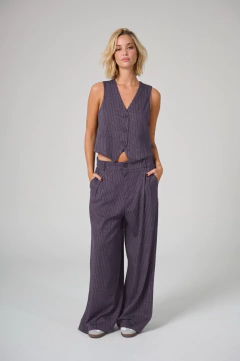 ART 2557 CHALECO SASTRERO RAYADO LAVANDA - comprar online