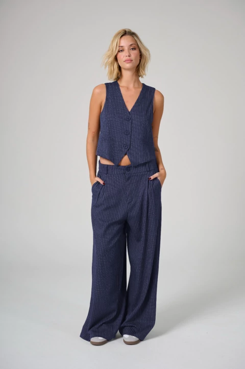 ART 2550 PANTALON SASTRERO RAYADO AZUL