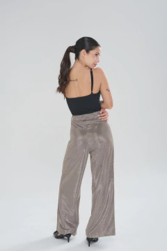 ART 2667 PANTALÓN PALAZZO HILADO DE LUREX CAMEL - comprar online