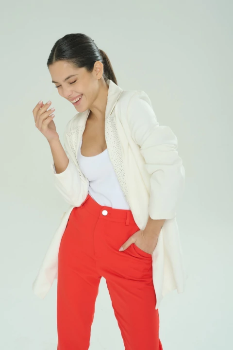 ART 2641 PANTALÓN SASTRERO CREPPE ANGOSTO ROJO - comprar online