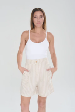 ART 2666 SHORT LINO RAYAS BEIGE - comprar online