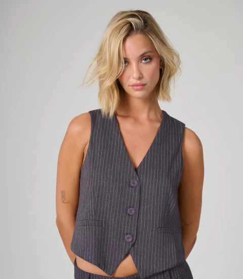 ART 2557 CHALECO SASTRERO RAYADO LAVANDA