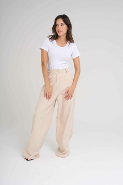 ART 2721 PANTALÓN SASTRERO SIN PINZA Y CON CINTURA ELÁSTICA NATURAL - comprar online