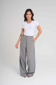 ART 2721 PANTALÓN SASTRERO SIN PINZA Y CON CINTURA ELÁSTICA GRIS