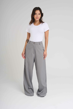 ART 2721 PANTALÓN SASTRERO SIN PINZA Y CON CINTURA ELÁSTICA GRIS - tienda online