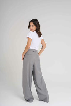 ART 2721 PANTALÓN SASTRERO SIN PINZA Y CON CINTURA ELÁSTICA GRIS en internet