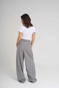 ART 2721 PANTALÓN SASTRERO SIN PINZA Y CON CINTURA ELÁSTICA GRIS - Rock & Stories