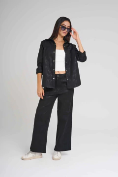 ART 2760 CAMISA DE GABARDINA ELASTICA CON PINCELADAS FOIL NEGRO - Rock & Stories