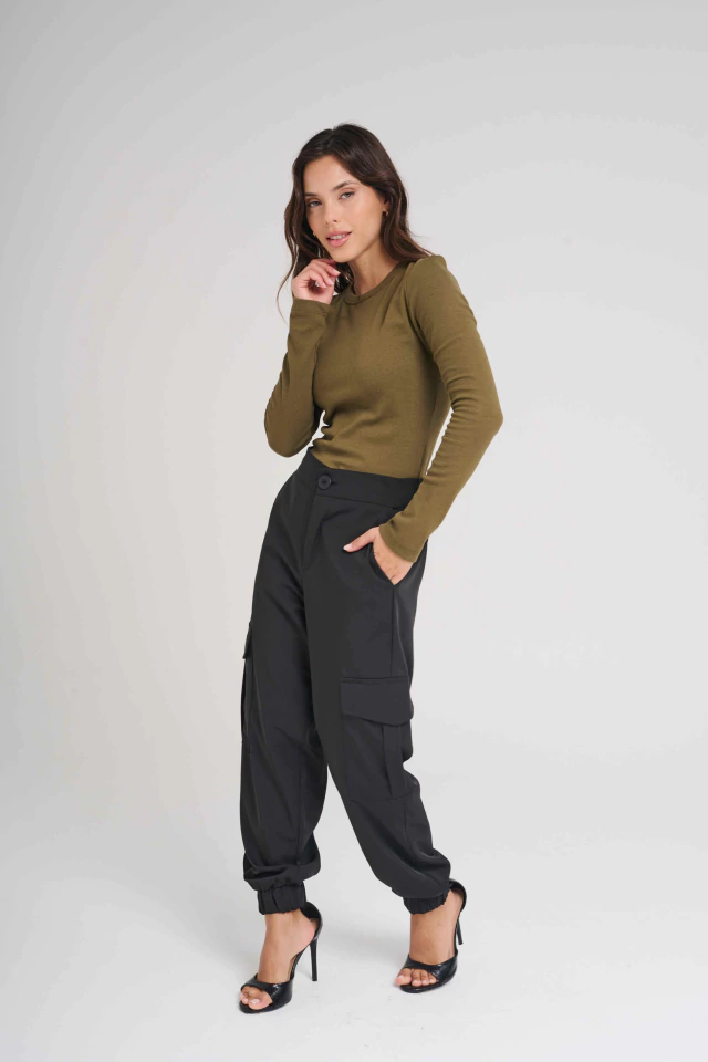 Art 2393 Pantalon Sastrero Cargo Twill Negro thumbnail 2
