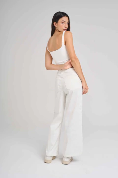 ART 2631 PANTALON GABARDINA ELASTICA CON PINCELADAS FOIL CRUDO - Rock & Stories