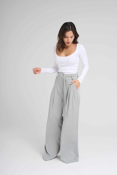 ART 2689 PANTALÓN PALAZZO TWILL CINTO GRIS en internet