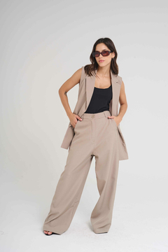 ART 2721 PANTALÓN SASTRERO SIN PINZA Y CON CINTURA ELÁSTICA BISON