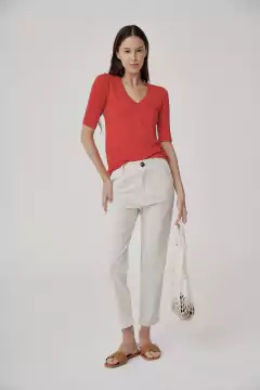 REMERA VISCOSA /LYCRA CUELLO V MANGA 3/4 ROJA en internet