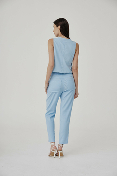 PANTALON LINO SASTRERO CELESTE - comprar online