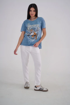 ART-2564-REMERA TEÑIDA Y ESTAMPADA TIGRE AZUL - comprar online