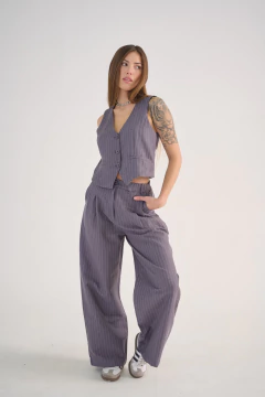 ART 2550 PANTALON SASTRERO RAYADO LAVANDA en internet