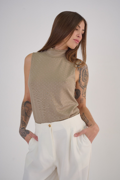 ART 2587 MUSCULOSA MEDIA POLERA GAMUZA MULTITACHITAS BISON - comprar online