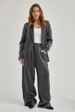 ART 2773 PANTALON SASTRERO SATINADO NEGRO - Rock & Stories