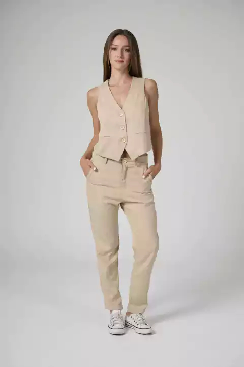 ART 2551 PANTALON SASTRERO RAYADO BEIGE