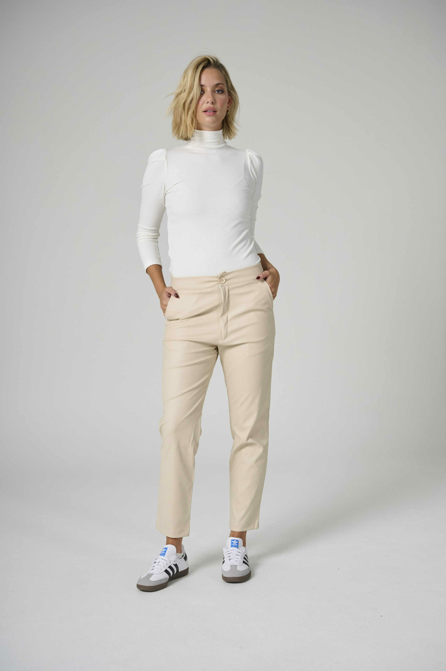 Pantalon Chupin Eco Cuero Beige thumbnail 2