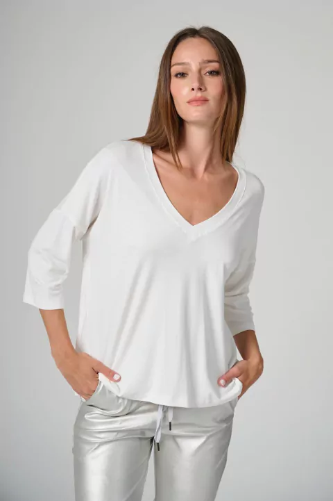 ART 1850 REMERA DE CREPPE MANGA 3/4 crudo