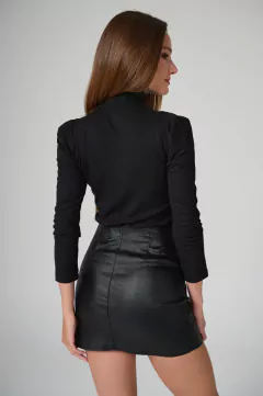 ART 2308 POLERA NEGRA DE MORLEY PREMIUM MANGA PRINCESA en internet