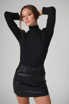 ART 2308 POLERA NEGRA DE MORLEY PREMIUM MANGA PRINCESA - comprar online