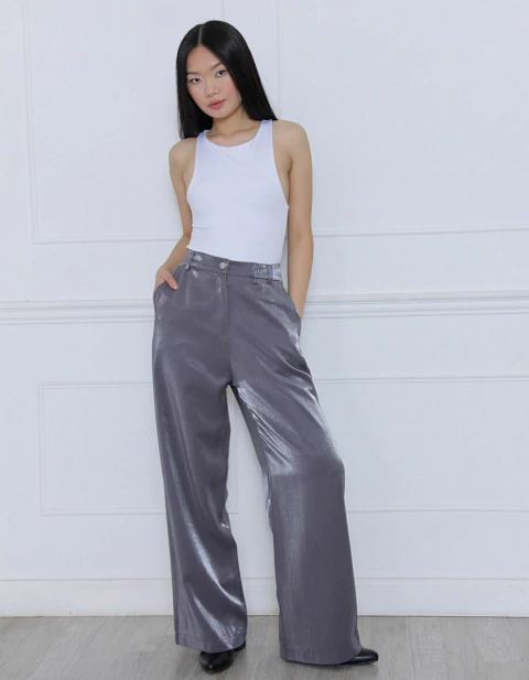 ART 2773 PANTALON SASTRERO SATINADO GRIS - comprar online