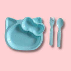 Plato con cubiertos Hello Kitty