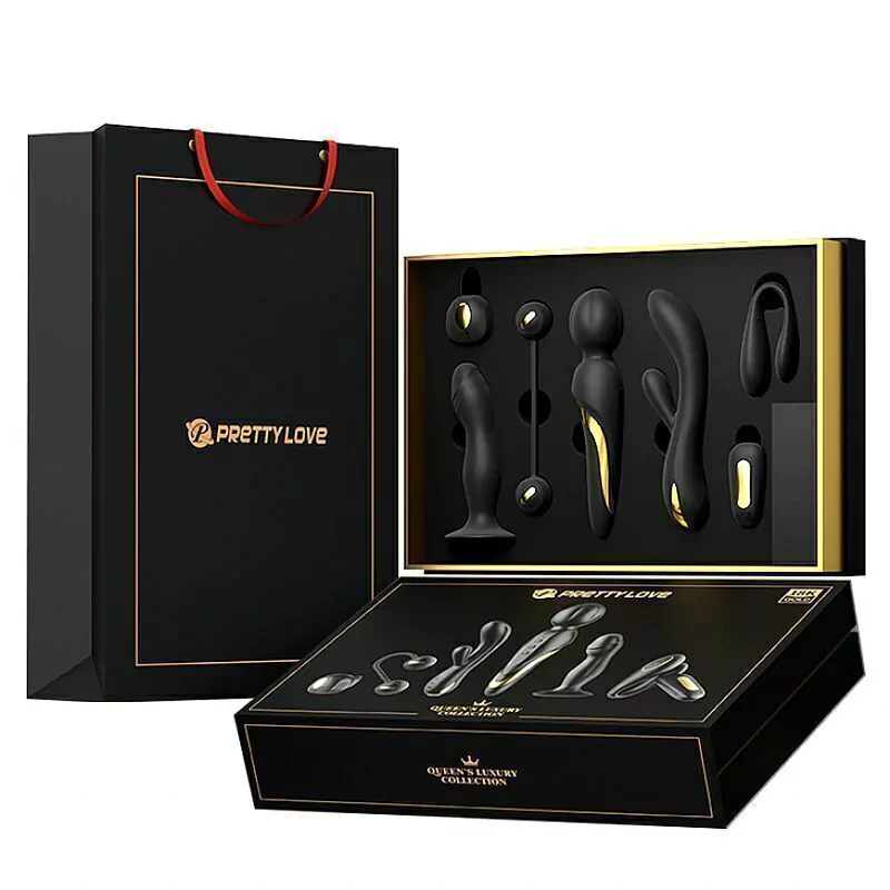 Kit Luxuoso com 6 Vibradores folheados à ouro 18K e silicone aveludado - Queen’s Luxury Collection