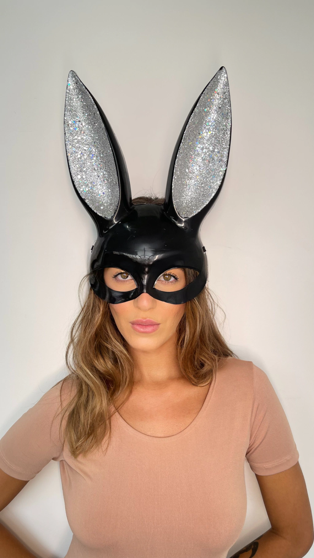 Máscara Bunny Glitter Prata