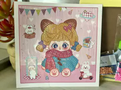 Pintura em diamantes redondos 1704 c/ moldura - 15x15 - parcial