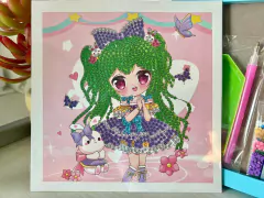 Pintura em diamantes redondos 1705 c/ moldura - 15x15 - parcial