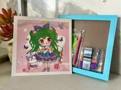 Pintura em diamantes redondos 1705 c/ moldura - 15x15 - parcial - comprar online