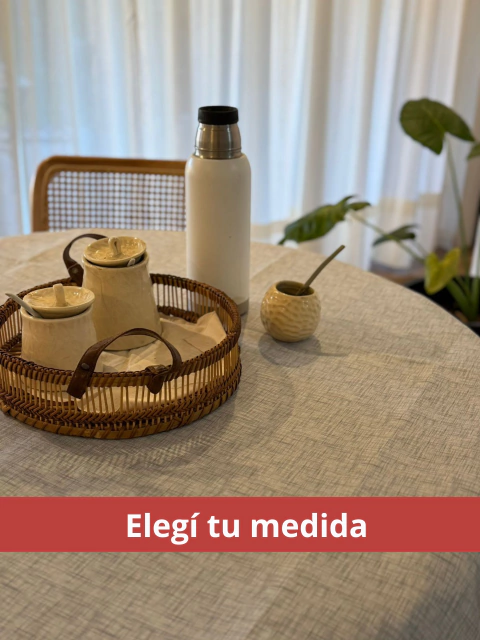 OPORTUNIDAD MANTEL LINO GRIS- Impermeable- Anti manchas - - comprar online
