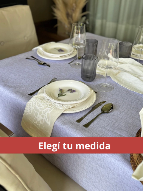 MANTEL LINO GRIS- Impermeable- Anti manchas - comprar online