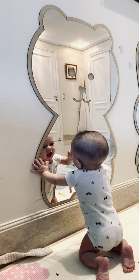 Espejo Acrílico con diseño de Oso felíz