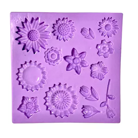 F1277 MOLDE DE SILICONE FLORES CONFEITARIA BISCUIT