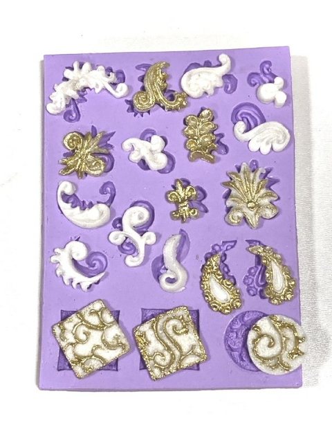 F163 MOLDE DE SILICONE ARABESCOS CONFEITARIA BISCUIT