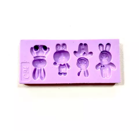 F1339 MOLDE DE SILICONE COELHOS CONFEITARIA BISCUIT