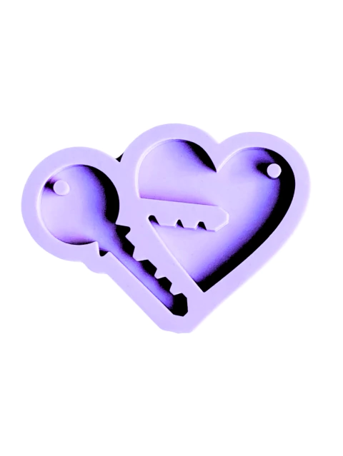R713 Molde de silicone chaveiro Chave Coração Namorados resina decorar