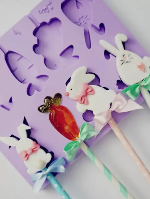 L29 Molde de silicone pirulito coelho páscoa diversos para decorar