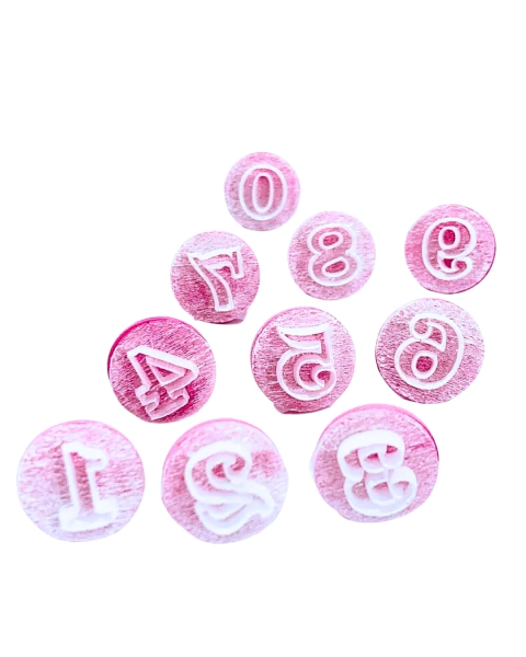 MB57 Kit com 10 marcadores de brigadeiro em acrílico Números confeitaria biscuit sabonete